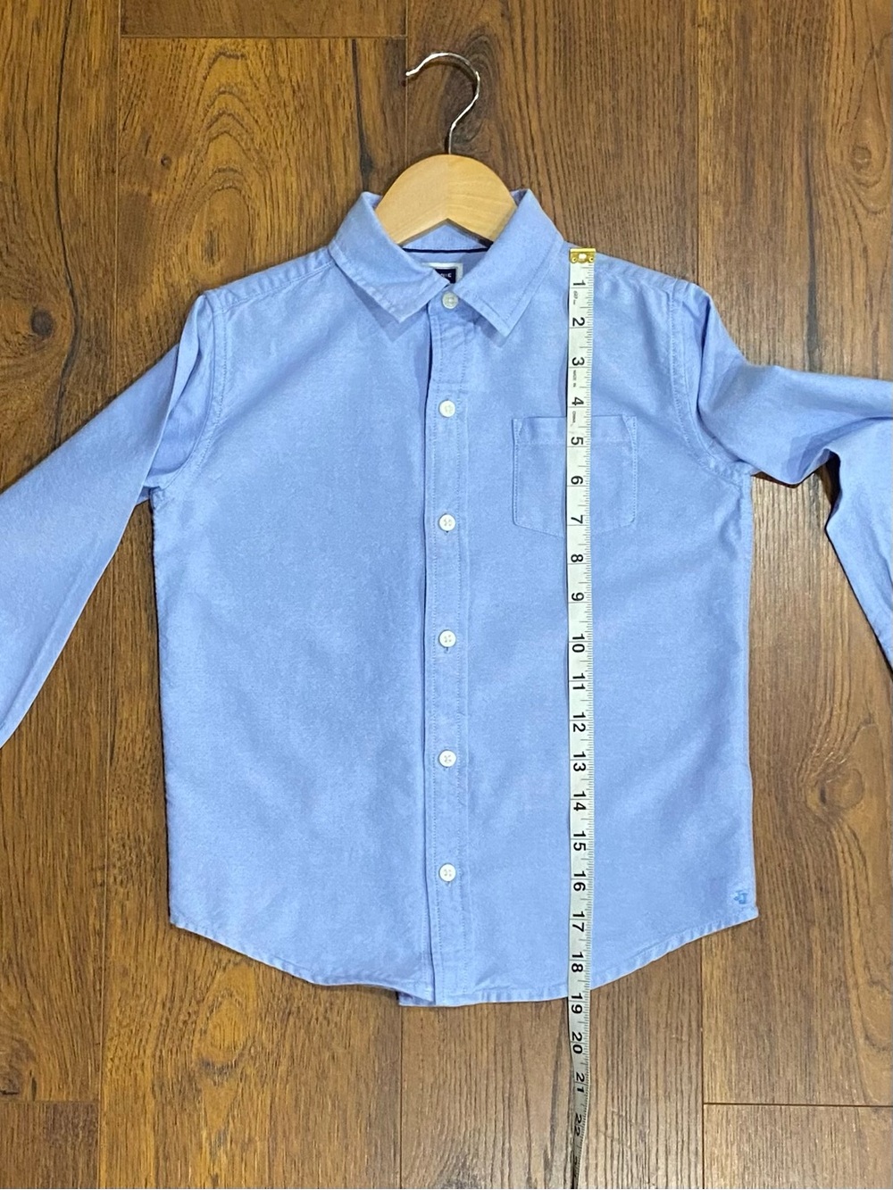 Janie and Jack Boys Blue Oxford Shirt with Tan Bear Sweater Vest Size 6 - Picture 13 of 15